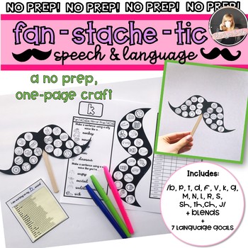 Preview of Valentine's Day Speech Therapy No Prep Craft: FanSTACHEtic Speech Mustaches