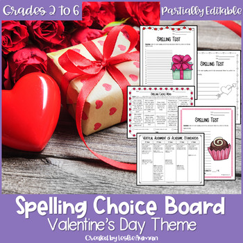 Preview of EDITABLE Valentine's Day Spelling Choice Board