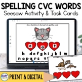 Valentine's Day Spelling CVC Words Digital Centers for Seesaw