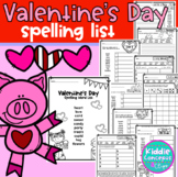 Valentine's Day Spelling List and Worksheets