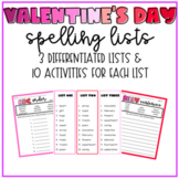 Valentine's Day Spelling Lists | 3 Differentiated Lists & 