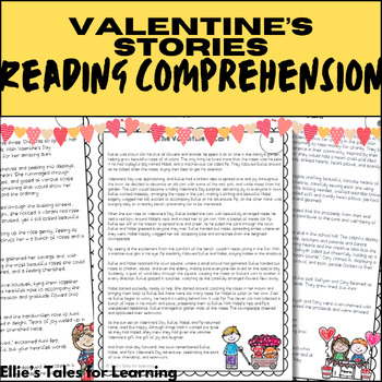 Preview of Valentine's Day Stories Printable Valentine's Reading Comprehension Worksheets