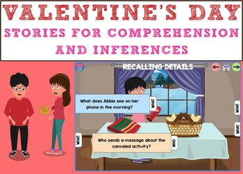 Preview of Valentine's Day Stories for Comprehension and Inferences Boom Cards