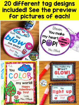 Valentine's Day Student Gift Tags - 20 EDITABLE Designs Valentine Gift Tags