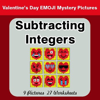Valentine's Day: Subtracting Integers - Color-By-Number Math Mystery Pictures