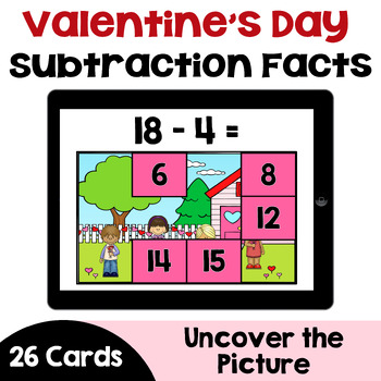 Preview of Valentine's Day Subtraction Facts Boom Cards