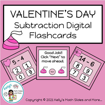 Preview of Valentine's Day Subtraction Flashcard Game - Digital
