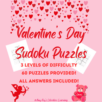 Preview of Valentine's Day Sudoku Puzzles Giant Packet 60 Puzzles for Middle & High School