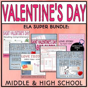 Preview of Valentine's Day Super ELA Bundle of Activities for Middle and High School