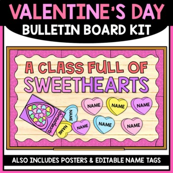 Preview of Valentine's Day Sweethearts Bulletin Board & Name Tags | Classroom Decor