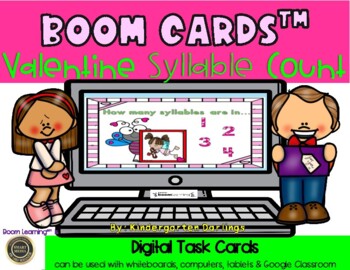 Preview of Valentine's Day Syllable Count -- Boom Cards for Distance Learning