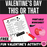 Valentine's Day THIS OR THAT Printable Game Worksheet | FR