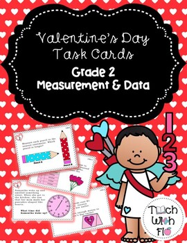 Preview of Valentine's Day Task Cards - Grade 2 - Measurement & Data