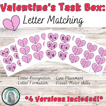 Preview of Valentines Day Letter Recognition: Special Education Task Boxes, Task Cards