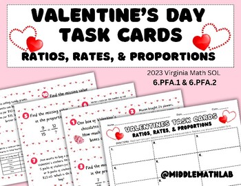 Preview of Valentine's Day Ratios, Rates, & Proportions | Task Cards