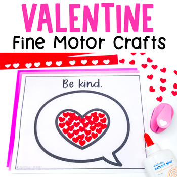 Preview of Valentine's Day Tear Art Fine Motor Skills Worksheet, Valentines Journal Craft