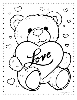 valentine's day teddy bear coloring sheet  freehello