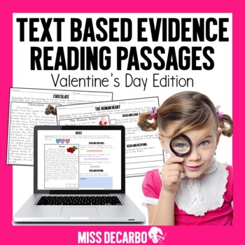 Preview of Valentine's Day Reading Passages Text Evidence and Reading Comprehension