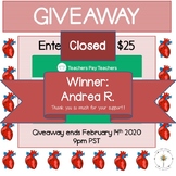 Valentine's Day Thank You: $25 TPT Gift Card Giveaway!