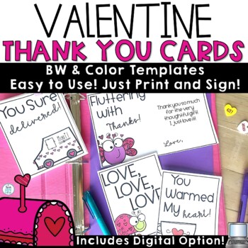 Preview of Valentine's Day Thank You Card From Teacher Note Template Random Act of Kindness