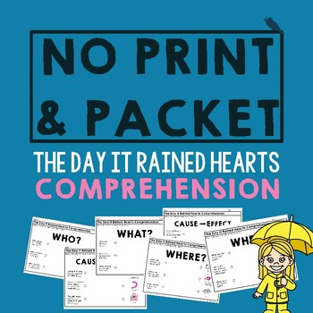 Preview of Valentine's Day The Day It Rained Hearts Reading Comprehension Digital Resources