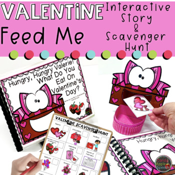 Preview of Valentine's Day Theme Feed Me Story and Scavenger Hunt