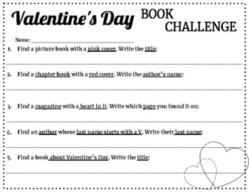 Preview of Valentine's Day Themed Book Challenge