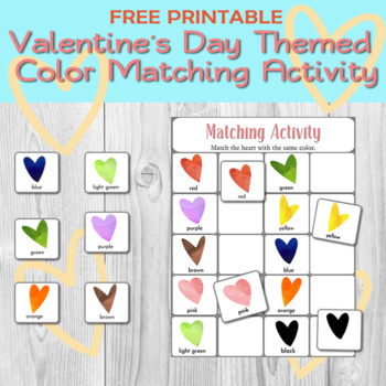 Valentine’s Day Themed Color Matching Activity for Preschool | TPT