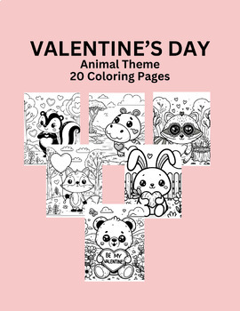 Preview of Valentine's Day Themed Coloring Pages - cute animals