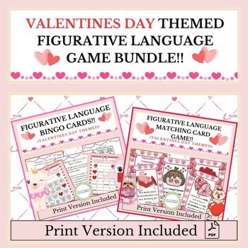 Preview of Valentine's Day Themed Figurative Language Game Card Bundle!!!