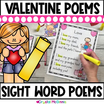 Preview of 13 Valentine's Day Sight Word Poems | Shared Reading | Sight Word Activity