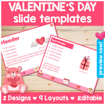 Preview of Valentine's Day Google Slides™ and Power Point Templates - Editable