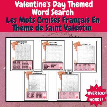 Preview of Valentine's Day Themed Puzzles || les Mots Croisés Français Thème Saint Valentin