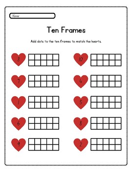 Preview of Valentine's Day Variety Counting Activities 1-10 and 1-20 with Ten Frames