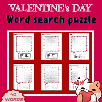 Preview of Valentine's Day Themed Word Search puzzle