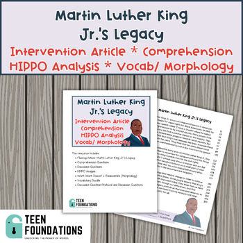 Preview of MLK Legacy  | Intervention Article, Fluency, Comp, HIPPO Analysis, Vocabulary