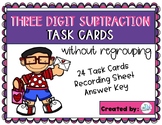 Valentine's Day Three Digit Subtraction Task Cards (withou