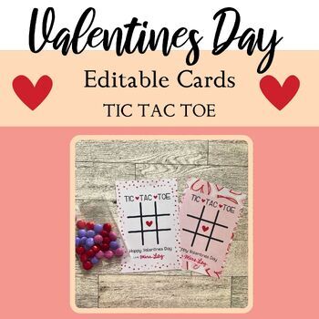 Preview of Valentine's Day Tic Tac Toe Card for Teachers - Editable and Heartwarming