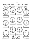 Valentine's Day Time Practice Pack - hour/half hour, quarter hour
