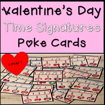 Preview of Valentine's Day Music Time Signature Poke Cards