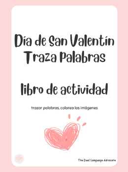 Preview of Valentine's Day Trace Words Activity Book Spanish 