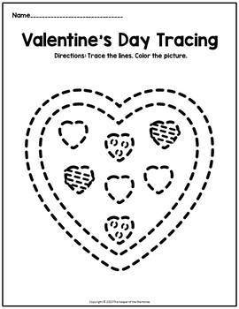 Valentine's Day Trace and Color Printable Worksheets | TPT