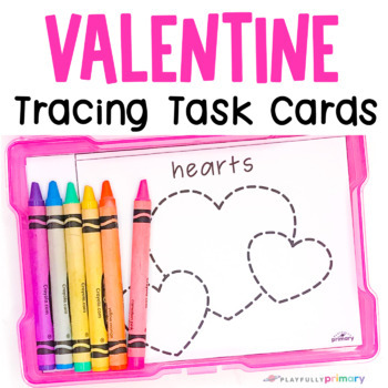 Preview of Valentine's Day Fine Motor Task Box, Prewriting Line Tracing Pencil Control