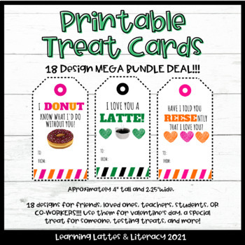 Preview of Valentine's Day Treat Tags Student Teacher Friend Coworker Cards | Candy Donut