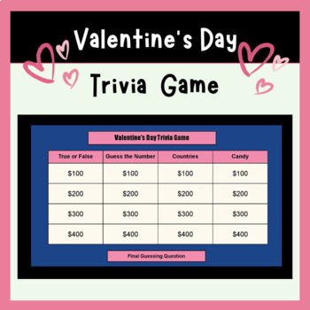 Preview of Valentine's Day Trivia Game for Middle School and High School - Google Slides
