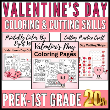 Preview of Valentine's Day Ultimate Activity Bundle | Coloring, Cutting & Sight Words PreK