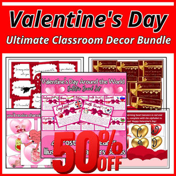 Preview of Valentine's Day Ultimate Classroom Decor Bundle | Bulletin Boards, Door Decor