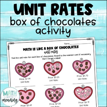 Preview of Valentine's Day Unit Rates Activity Box of Chocolates