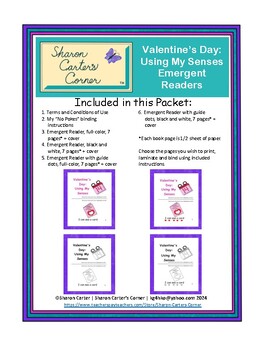Preview of Valentine’s Day Using My Senses Emergent Readers