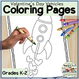 Valentine's Day Vehicles Coloring Pages for Grades K-2 Feb